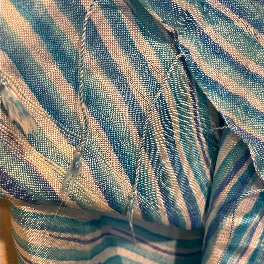 Silk Blend Blue Striped Scarf/Wrap - Picture 3 of 3